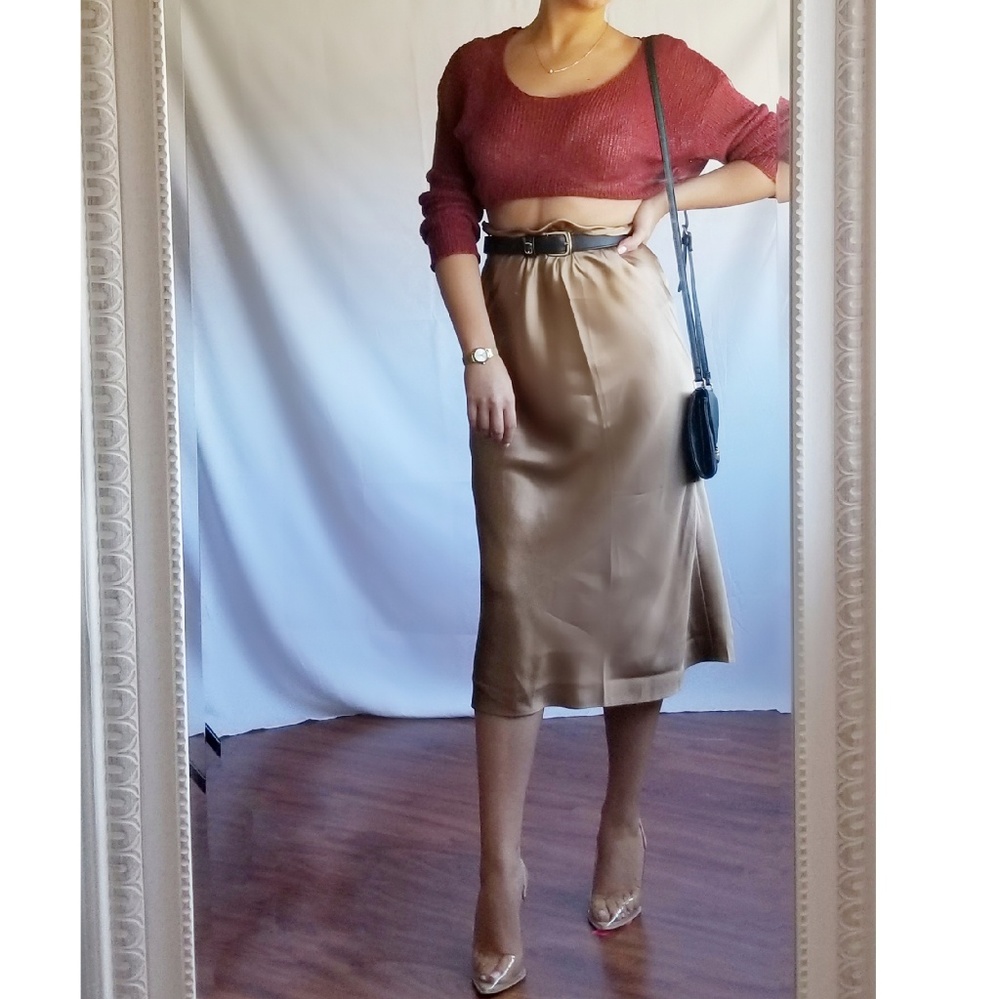 100% silk copper skirt